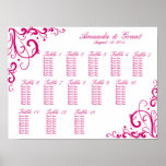 Fuschia and White Flourish Seating Chart Poster