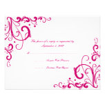 Fuschia and White Flourish Wedding RSVP Invitation