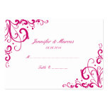 Fuschia and White Flourish Wedding Seating Cards Business Card Templates
