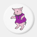 Fuschia Dressed Piggy Refrigerator Magnets