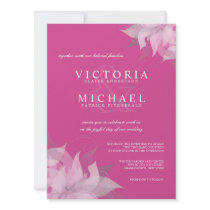 Fuschia Pink and White Floral Wedding Invitations