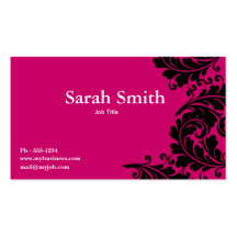 Fuschia pink  paisley damask business card