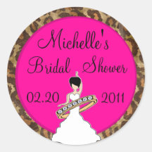 Fuscia Bridal Shower Stickers