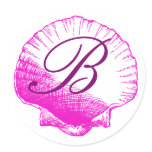 Fuscia Monogrammed Sea Shell Sticker