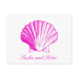 Fuscia Shell Beach Wedding RSVP Postcard