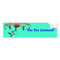 Fushia and Hummingbird Bumper Sticker