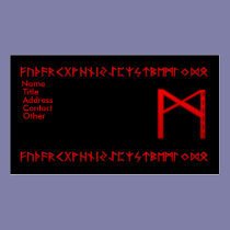 Futhark Mannaz Rune red business cards