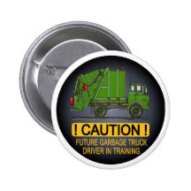 Future Garbage Truck Green Driver Button Pin