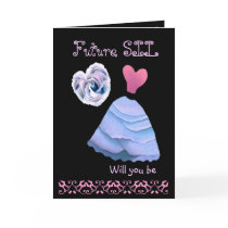 Future Sister-in-Law  Bridesmaid  Blue Dress Heart Greeting Cards