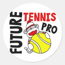 Future Tennis Pro Sock Monkey Round Sticker