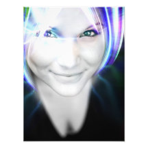 Futuristic Glowing Hair Woman Art Photo