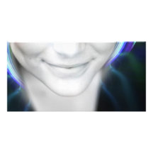 Futuristic Glowing Hair Woman Photo Greeting Card