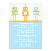 Futuristic robot boy's birthday party invitation
