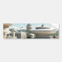 Futuristic Sci-Fi townscape Bumper Stickers