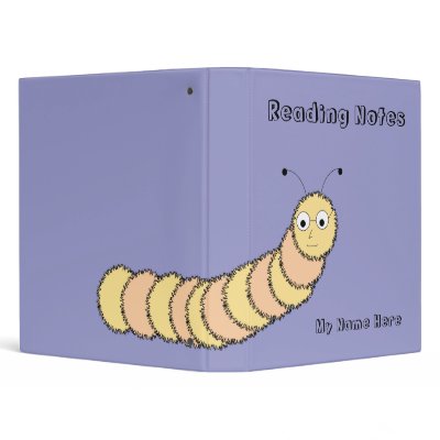 Fuzzy bookworm school Binder by RossiCards