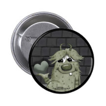 Fuzzy Green Monster with Heart Buttons