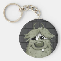 Fuzzy Green Monster with Heart Key Chains