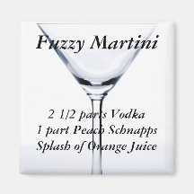 Fuzzy Martini Recipe Fridge Magnets