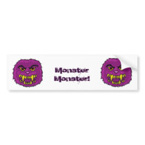 Fuzzy Monster Art Bumper Sticker