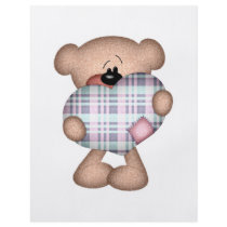 fuzzy plaid  heart love bear flyer design