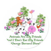 G. B. Shaw Vegetarian Quote Round Stickers