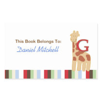 G for Giraffe Alphabet Soup Book Plate Sticker