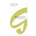 G Letter Alphabet Business Card Gold