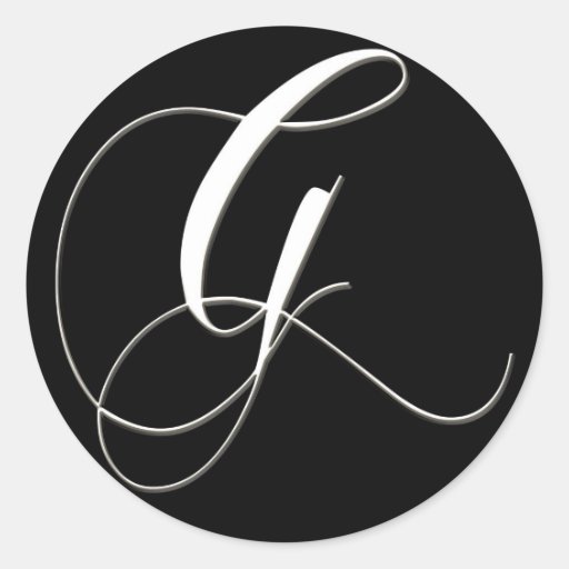 G monogram - elegant black and white round sticker