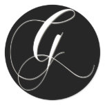 G monogram - elegant black and white round sticker