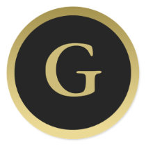 G :: Monogram G Elegant Gold and Black Sticker