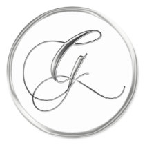 G Monogram Letter Sliver On White Wedding Seal Stickers