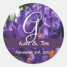G Purple Crocus Flower Monogram Stickers