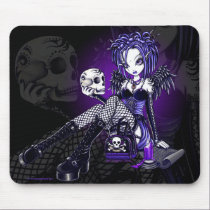 "Gabriella" Goth Blue Tattoo Skull Angel Mousepad mousepads