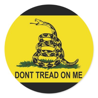 Gadsden Flag Round Sticker (Yellow/Black) by One_Lesson
