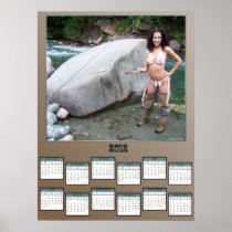 Gal Holding a Grayling Poster Calendar