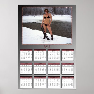 Gal Holding a Gun with Ptarmigan Poster Calendar by TrophyGalGifts