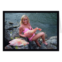 Gal Holding a Rockfish Horizontal Card