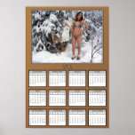 Gal Holding Snowshoe Hares Poster Calendar