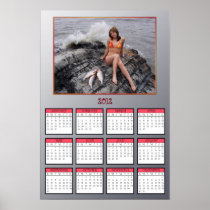 Gal Sitting by Pink Salmon Poster Calendar