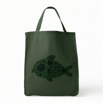 Galactic Fish :: Green Tote Bag by adellaandmella