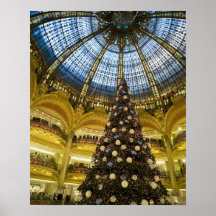 Galeries La Fayette at Christmas, Paris, France Print