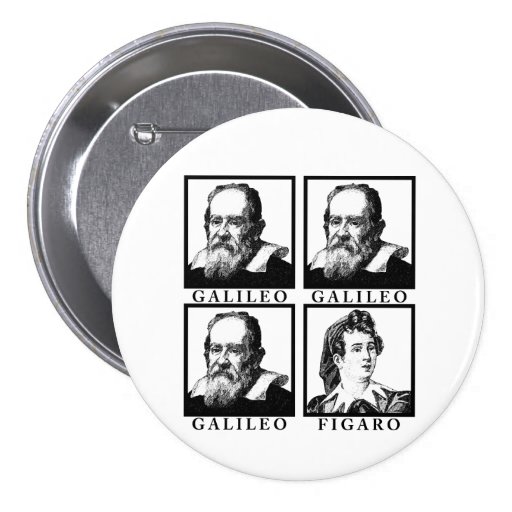 Galileo Figaro BW Pinback Button