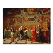 Galileo Galilei (1564-1642) before members of the Post Card