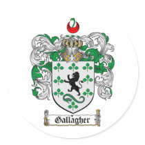 GALLAGHER FAMILY CREST -  GALLAGHER COAT OF ARMS STICKERS