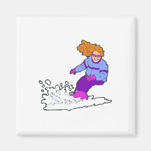 Gallon faisant du surf des neiges heureux magnets pour réfrigérateur