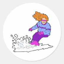 Gallon faisant du surf des neiges heureux autocollants