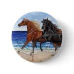Gallop beach Arabian horse button