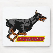 Galloping Doberman- black Mousepad