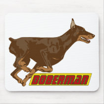 Galloping Doberman- red Mousepads