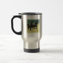 Galloping Friesian Horses  Travel Mug